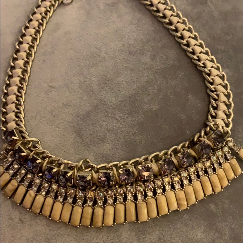 Ivory, gold and gray statement necklace